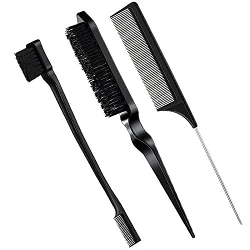 Geiserailie 3-piece hair brush set with edge control tools