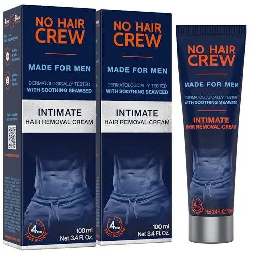 No Hair Crew Intimate Hair Removal Cream tube in a 2-pack
