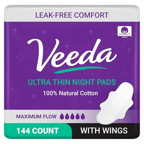 Veeda Natural Cotton Night Pads for Women large pack