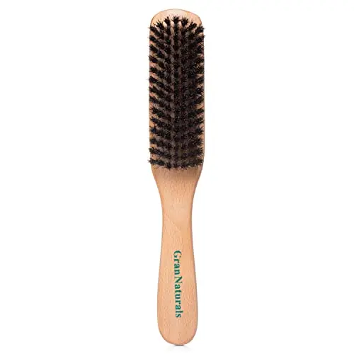 GranNaturals boar bristle slick back hair brush with wooden handle