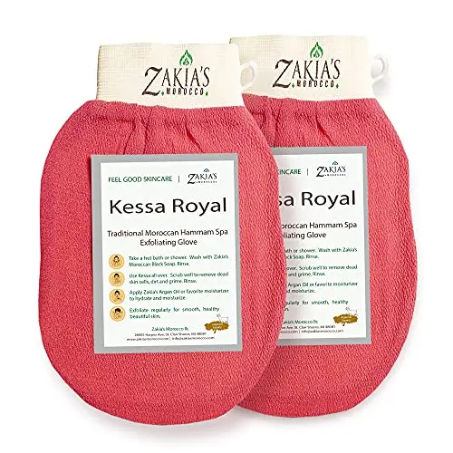 Original Kessa Exfoliating Glove pack of two pink mitts