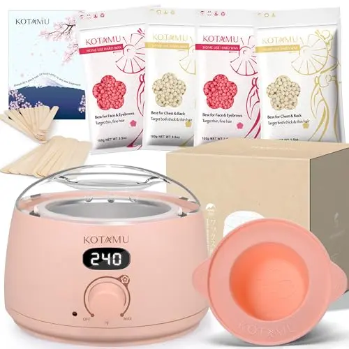 KOTAMU pink digital wax warmer kit with wax beads and accessories
