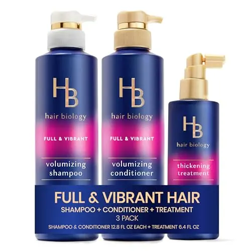 Hair Biology Full & Vibrant shampoo, conditioner and thickening treatment set for fine hair