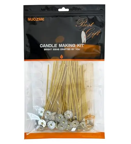 Nuozme 50 piece natural candle wicks pre-waxed with beeswax