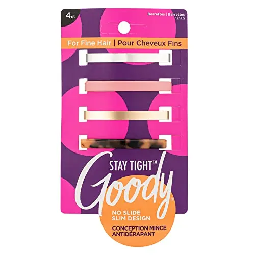 Goody Stay Tight fine hair barrettes in assorted low profile colors