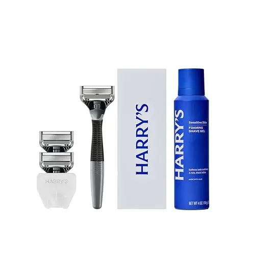Harry's Shaving Kit with razor handle, blades, gel, and travel cover
