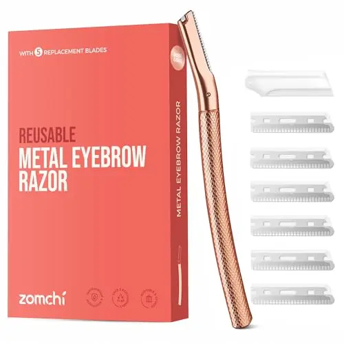 ZOMCHI Eyebrow Razor set with six blades and a rose gold precision cover