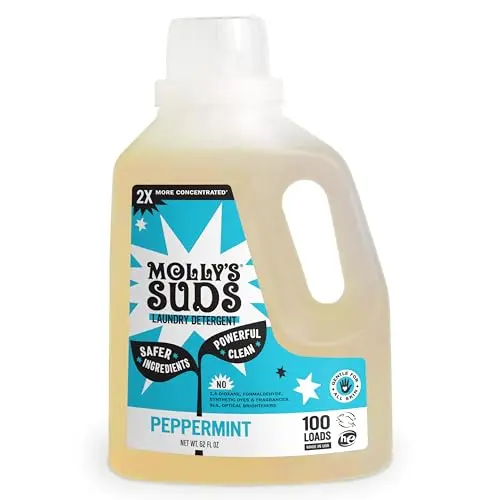 Molly's Suds Liquid Laundry Detergent bottle with peppermint scent