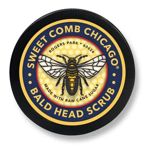 Sweet Comb Chicago Raw Cane Sugar Bald Head Scrub jar