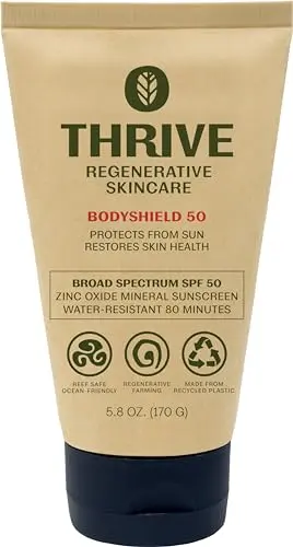 Thrive Natural Care Reef Safe Sunscreen SPF50 tube with plant illustration