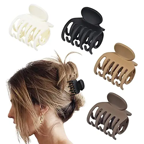 DEEKA small double row teeth hair claw clips in matte neutral colors for fine hair