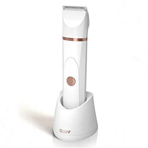 OLOV white and rose gold waterproof electric trimmer for bikini and body hair