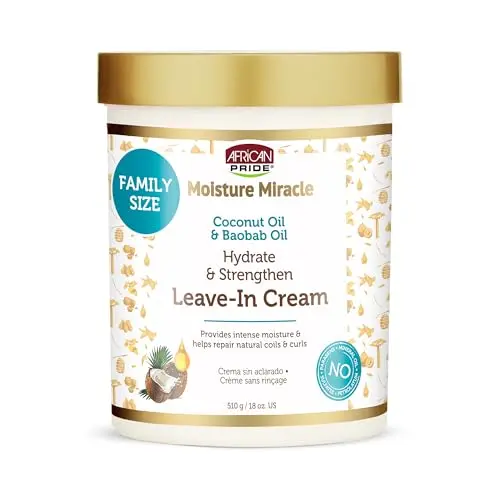 African Pride Moisture Miracle Coconut Oil & Baobab Oil Leave-In Cream jar