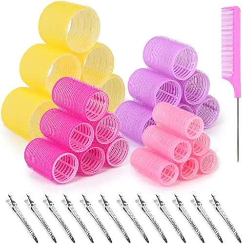 Anezus 36 piece self-grip hair rollers set with clips and comb