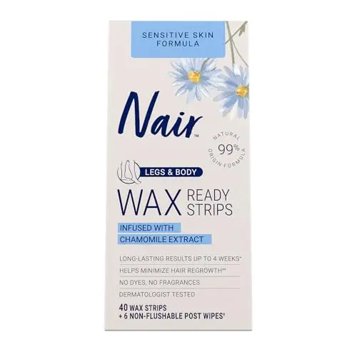 Nair Sensitive Hair Remover Wax Ready Strips for legs and body