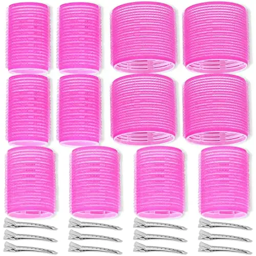 Shynek 24-piece self-grip hair roller set in rose red with three sizes