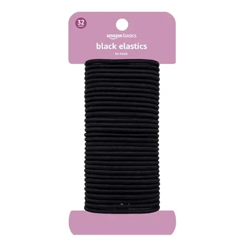 Amazon Basics 4mm thick black hair ties in 32 count pack
