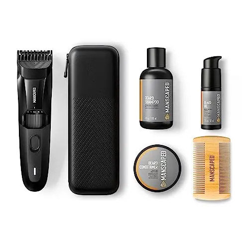 MANSCAPED Beard Hedger Advanced Kit including trimmer, shampoo, conditioner, and oil