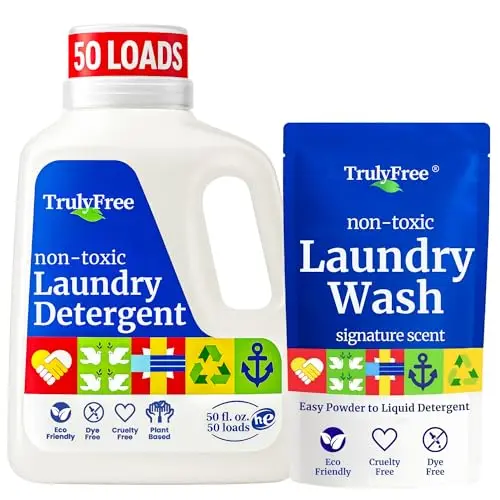 Truly Free Natural Laundry Detergent Kit with jug and powder