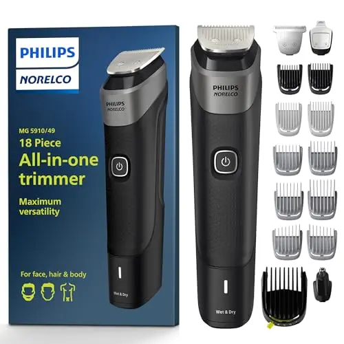 Philips Norelco Multigroom Series 5000 all-in-one trimmer set with attachments