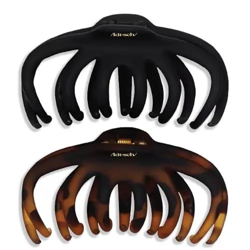 Kitsch octopus design recycled plastic claw clips in black and tortoiseshell