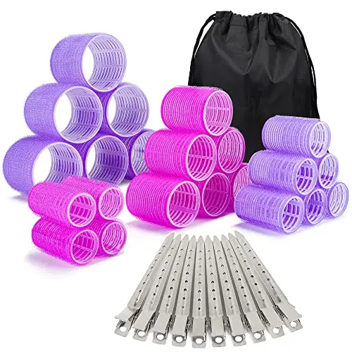 ELASO 33 piece self-grip hair rollers set with clips and storage bag