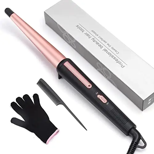 JAETON pink and gold tapered curling wand with heat resistant glove