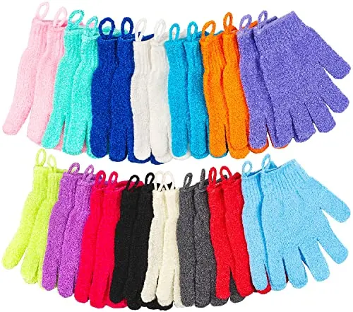 Aisuly 30 piece exfoliating gloves in assorted colors