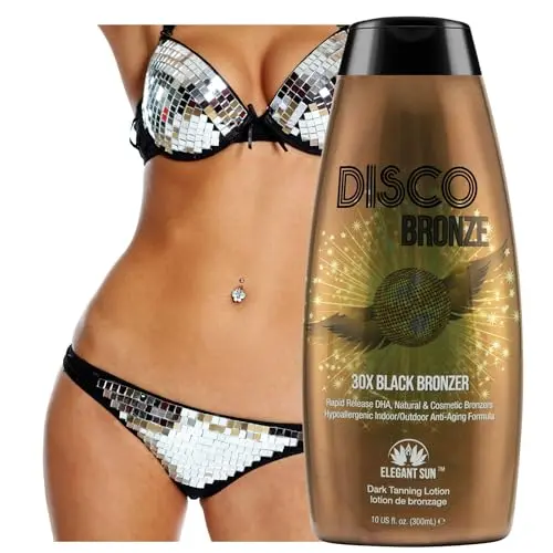 Disco Bronze tanning lotion with bronzer and skin firming ingredients