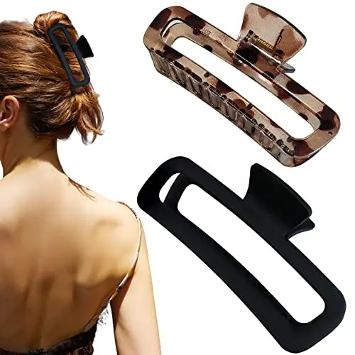 Nalodu unbreakable 5-inch square matte and glossy leopard hair claw clips