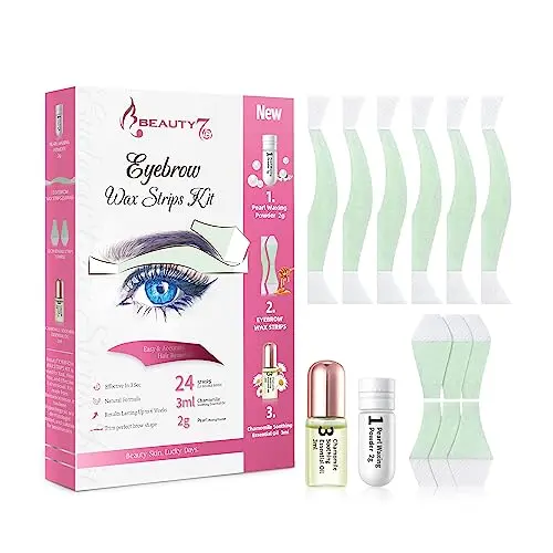 Beauty7 eyebrow wax strips kit with pearl powder and essential oil
