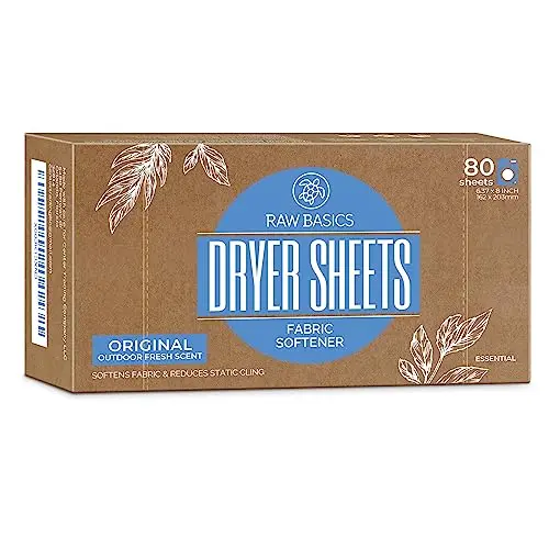Raw Basics zero waste, non-toxic dryer sheets in cardboard box