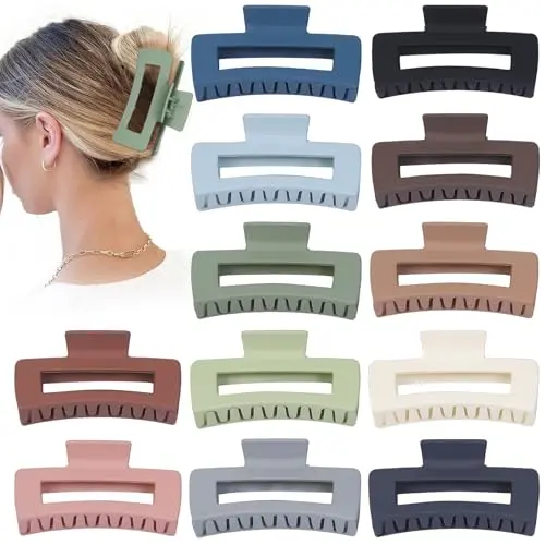 Sisiaipu 12-pack multicolor extra large claw hair clips