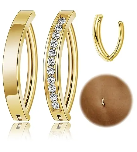 REVOLIA G23 titanium clicker-style belly button rings with CZ