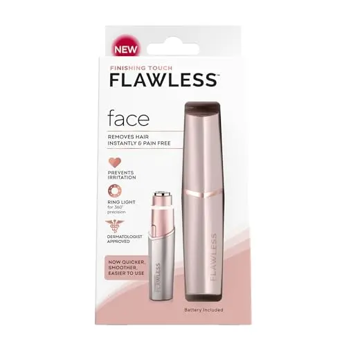 Finishing Touch Flawless rose gold facial hair remover device with LED light