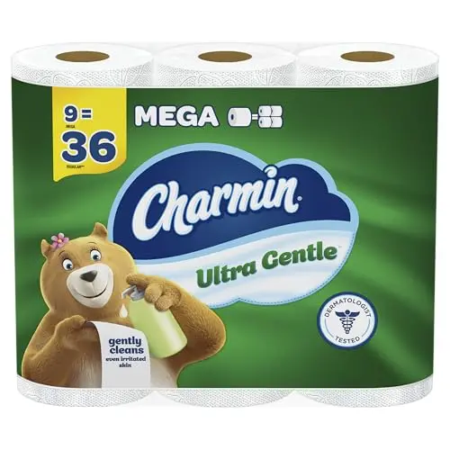 Charmin Ultra Gentle toilet paper rolls with lotion for sensitive skin