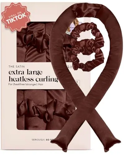 Kitsch XL extra-long satin heatless curling rod in chocolate brown