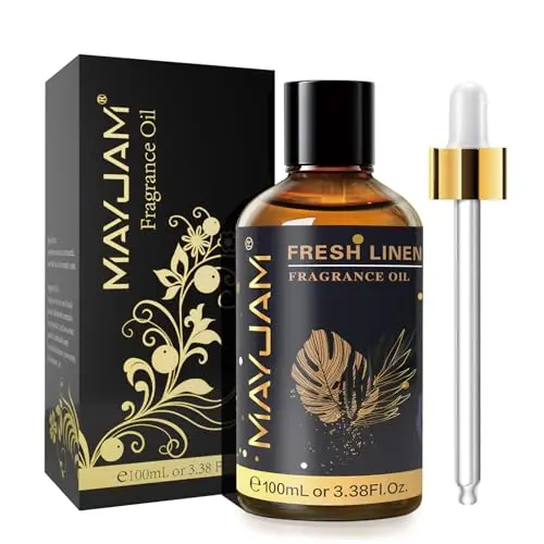 MAYJAM Fresh Linen Fragrance Oil in a large amber glass bottle