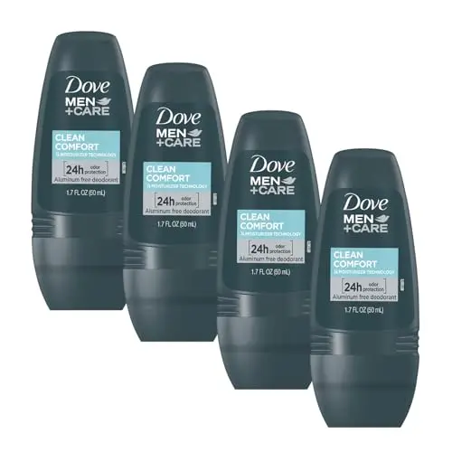 Dove Men+Care Clean Comfort Roll on Deodorant, Aluminum Free, 4-Pack