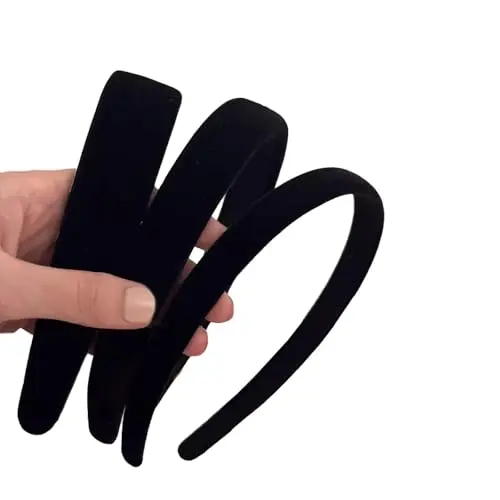 AUDTOPE black velvet padded headbands for thick hair comfort