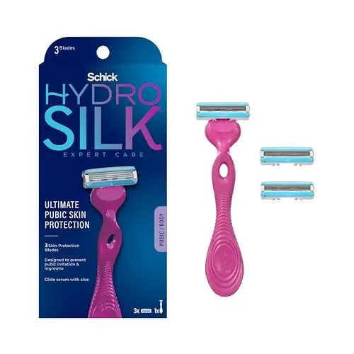 Schick Hydro Silk pubic razor with handle and refills for sensitive skin
