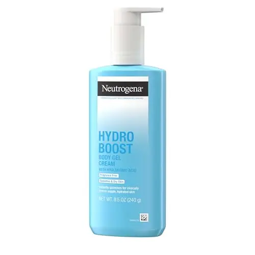 Neutrogena Hydro Boost Body Gel Cream in a large, blue squeeze bottle