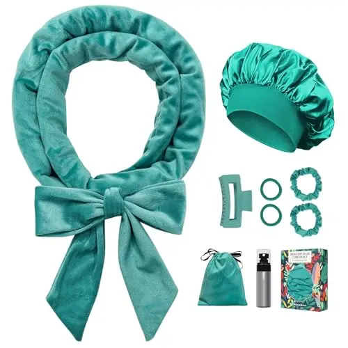 Gwabee velvet curling headband set with satin bonnet in a storage bag