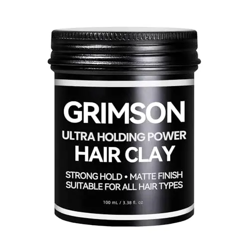 Grimson hair styling clay in a round container