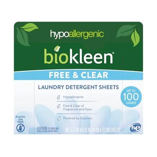 Biokleen laundry detergent sheets in recyclable cardboard packaging