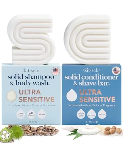 Kitsch Ultra Sensitive Shampoo Bar and Conditioner Bar Set for hair and body