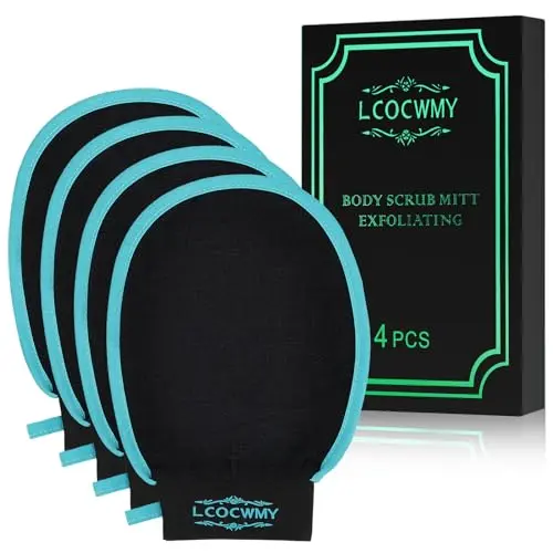LCOCWMY four pack of black exfoliating gloves