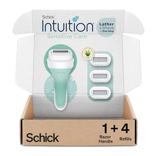 Schick Intuition razor for women with sensitive skin and organic aloe conditioning solid