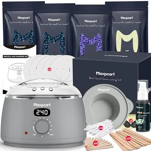Maxpearl digital wax heater kit with multiple wax beads and accessories