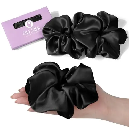 OLESILK pack of two oversized mulberry silk scrunchies.